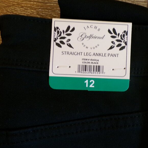 JACHS NEW YORK NWT Women's Girlfriend Straight Leg Ankle Pant Black Size 12 - Picture 4 of 5